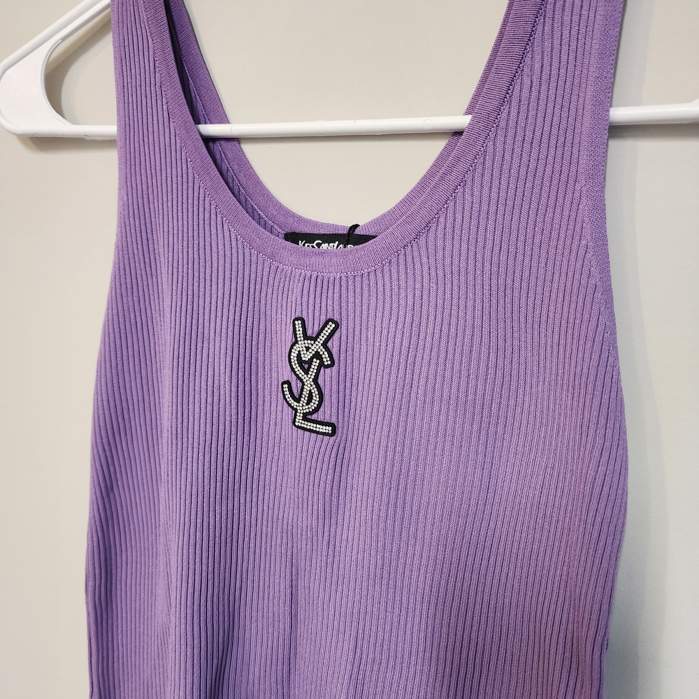 Yves Saint Laurent Purple Ribbed Tank Top - Picture 3 of 7